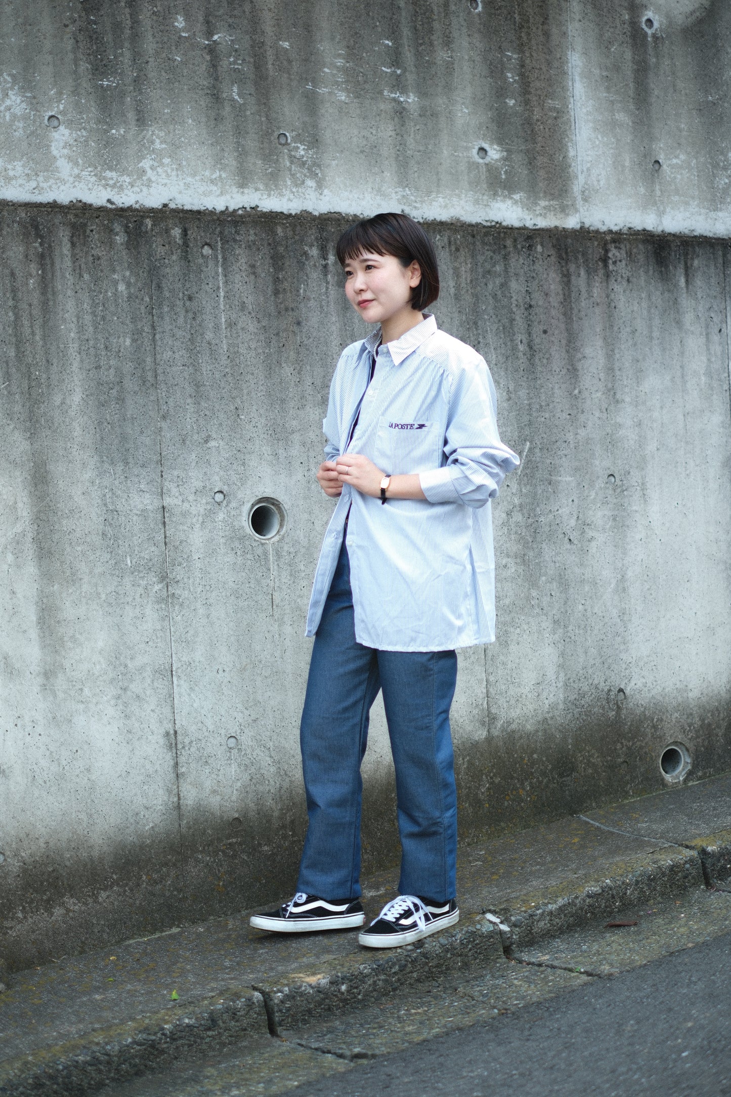 【TOD Workwear Archives】80-90s LA POSTE, Work Shirt Stripe