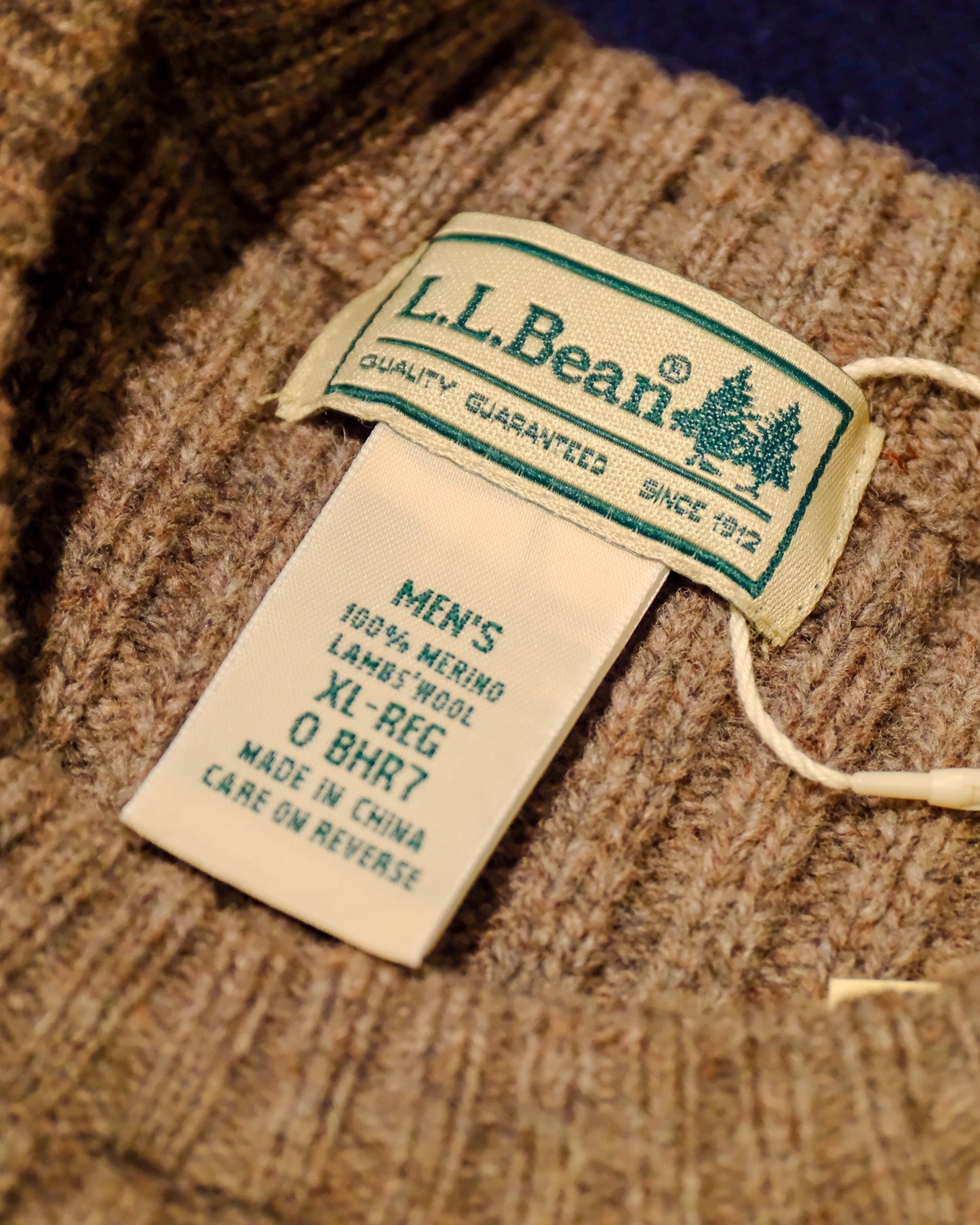 【TOD】【 MENS XL 】90s LL Bean Merino Ram Wool Sweater, Grey