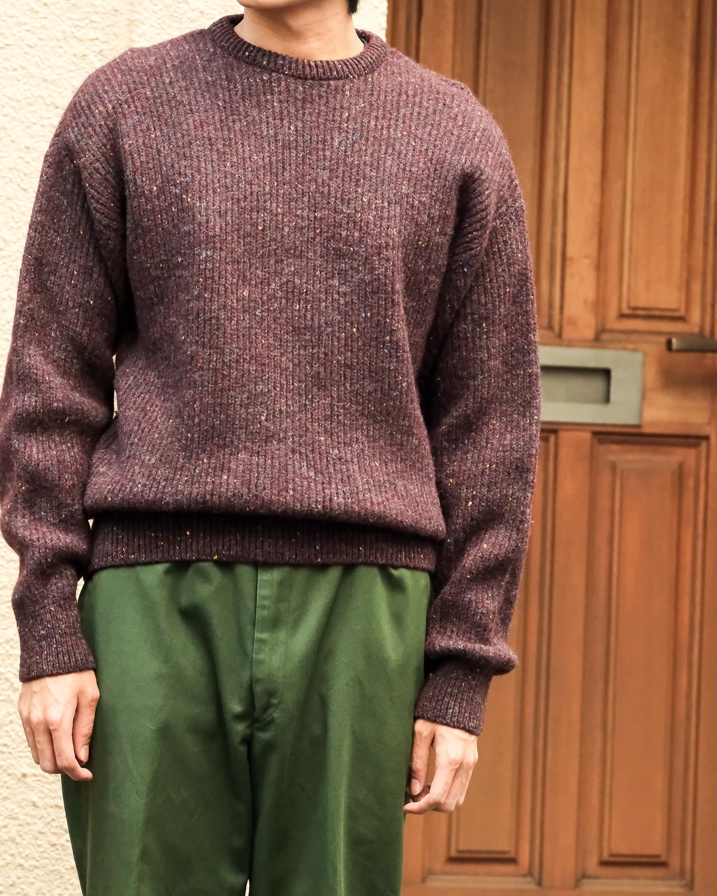 【TOD】【 MENS L 】90s LL Bean Crew Neck Sweater, Purple